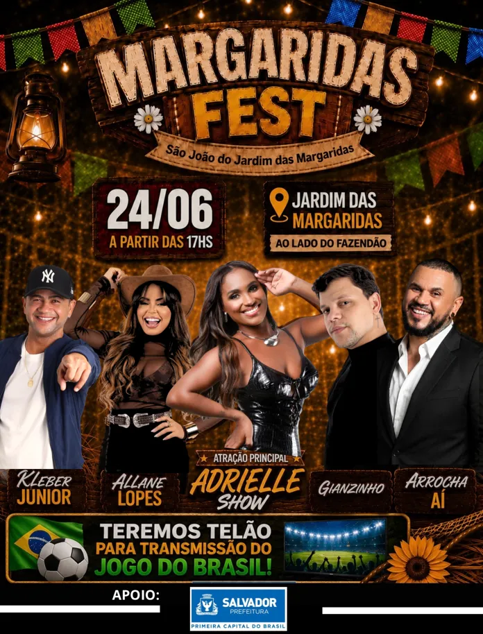 Margaridas Fest 2026: Adrielle Show, Kleber Junior, Allane Lopes, Gianzinho e Arrocha Aí agitam o Jardim das Margaridas no dia 24/06